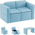 Kids 2-in-1 Double Set Sofa Convert to Table & 2 Chairs Leather Surface J5093