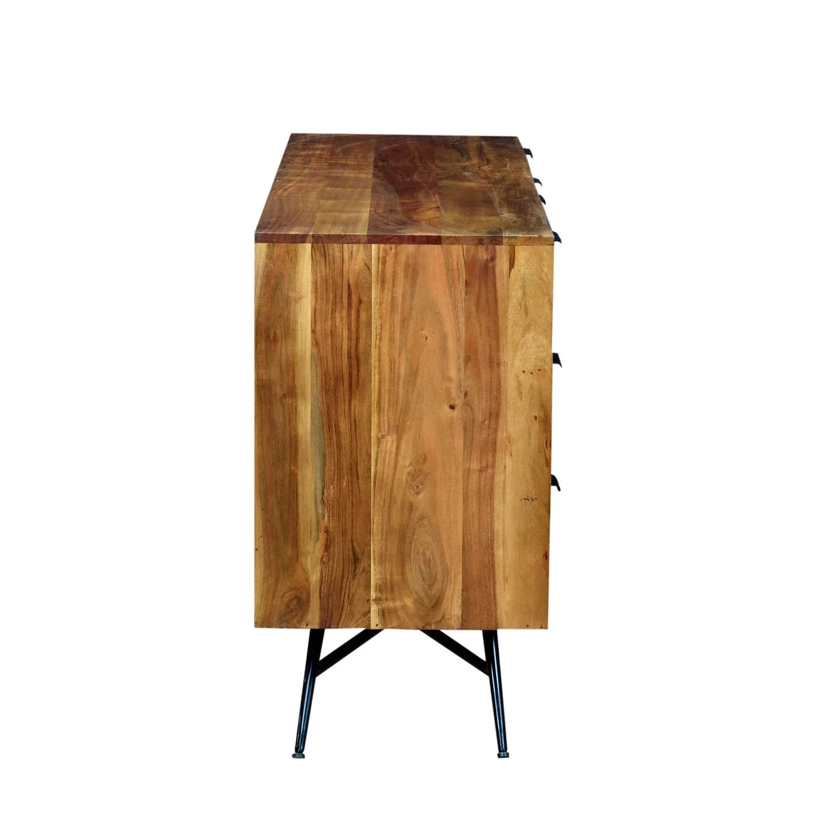 58 Inch Acacia Wood Sideboard with 6 Drawers and Iron Base C17596