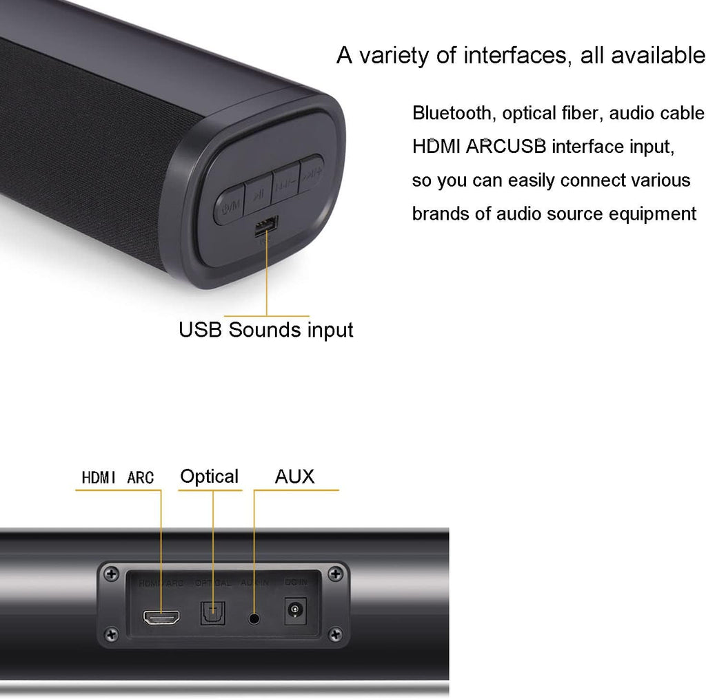 24-Inch Sound Bar with Bluetooth 5.0, USB, AUX/RCA, Optical, HDMI ARC, Pack of 2 I574451