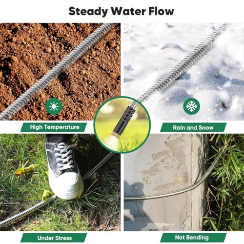 50ft Heavy Duty Stainless Steel Garden Hose with 10 Nozzles G17231