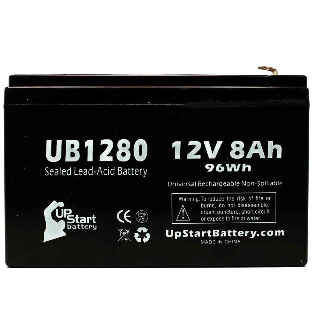 Replacement Sealed Lead Acid Battery (12V, 8Ah, 8000mAh, F1 Terminal, AGM, SLA) with TWO F1 to F2 Terminal Adapters C31048
