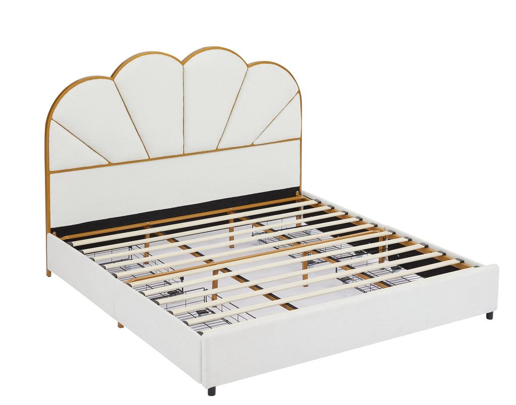King Size Bed Frame with Drawer - White E3749