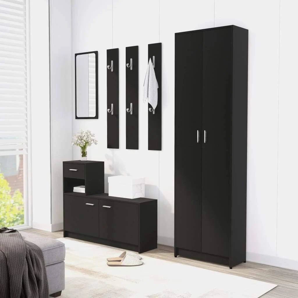 Black Chipboard Hallway Wardrobe D710474