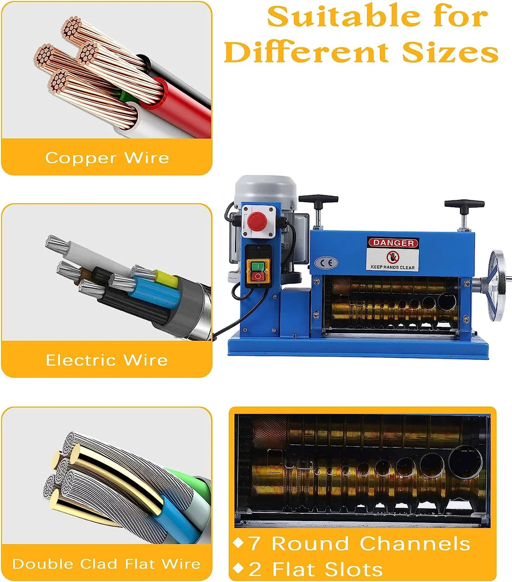 Automatic Wire Stripping Machine for 0.06" -1.5", 75 ft/min, with Extra Manual Crank T2877