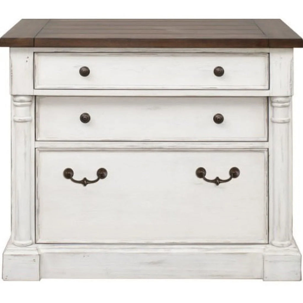 White 3 Drawer Rustic Wood File Cabinet M2890
