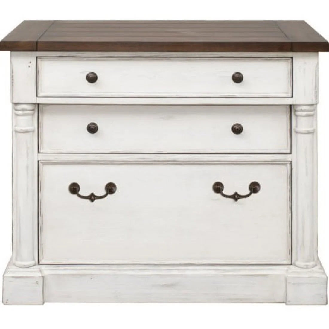 White 3 Drawer Rustic Wood File Cabinet M2890