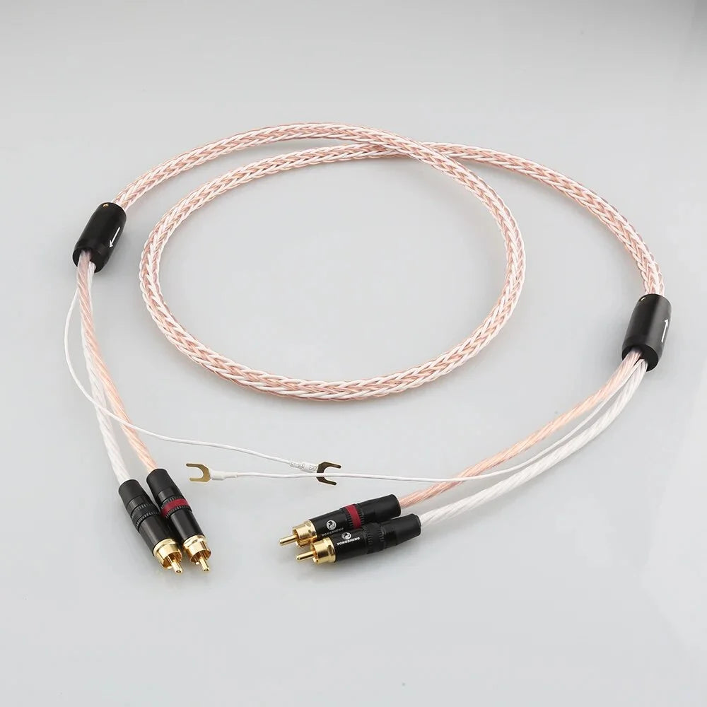 2RCA to 2RCA Grounding Y Plug Audio Phono Tonearm Cable 1m N859