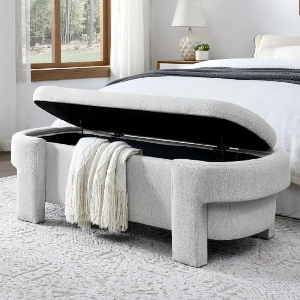 51.5" Chenille Upholstered Oval Bench Z742