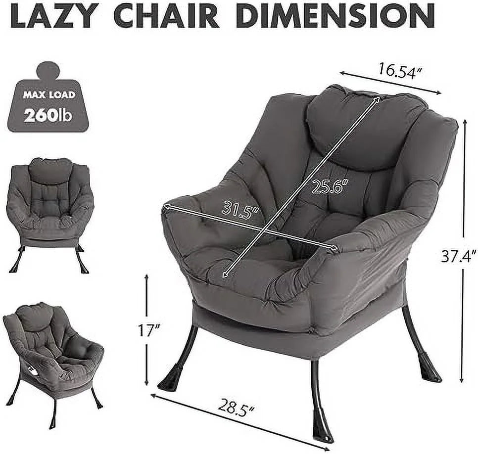 Gray Fabric High Back Lounge Chair with Armrests and Side Pocket C165598