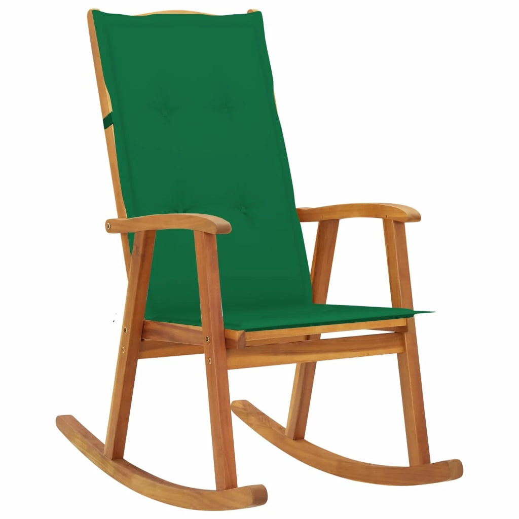 Green Cushioned Acacia Wood Rocking Chair J28783