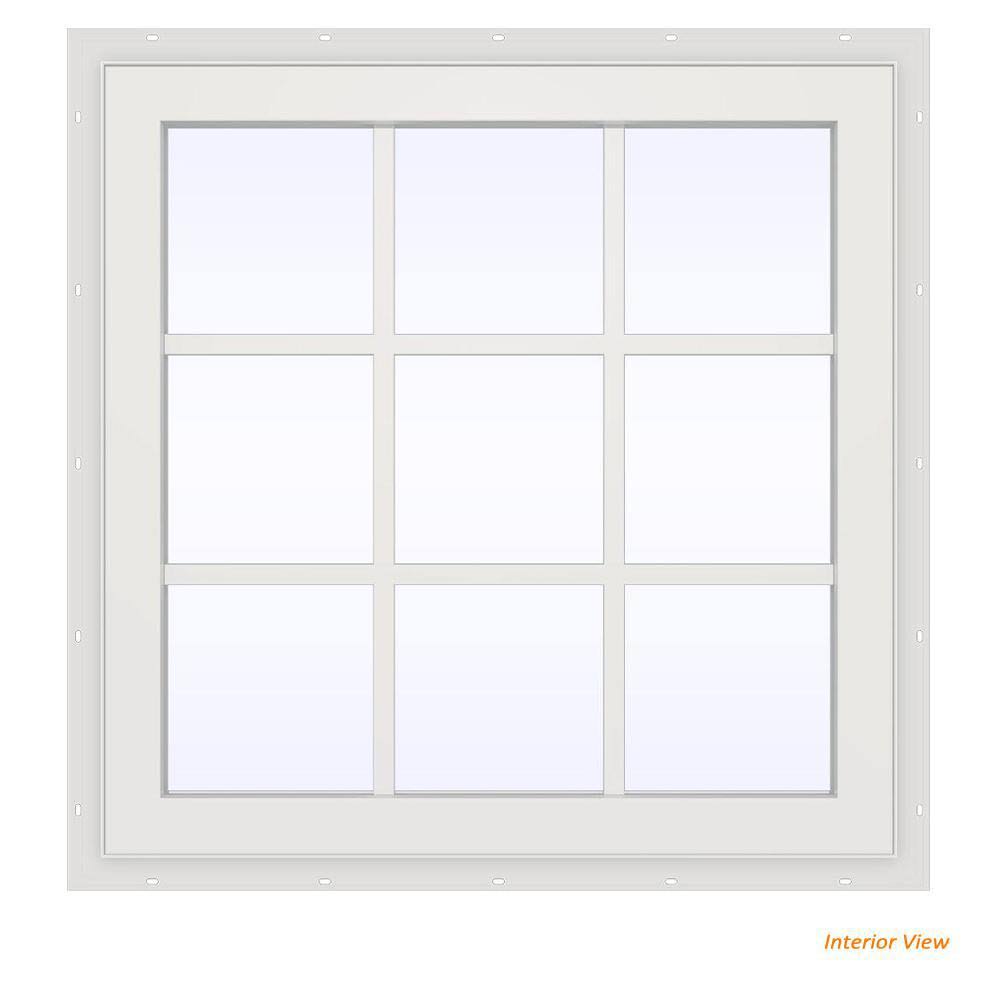 Bronze Vinyl Fixed Picture Window with Colonial Grids B211325