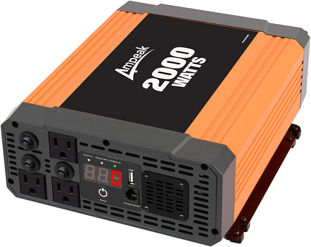 2000W Power Inverter 12V to 110V Digital LCD Display 3AC Outlets 2.1A USB U1896