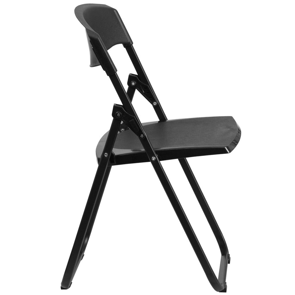 2 Pack Heavy Duty Black Plastic Folding Chair S624091