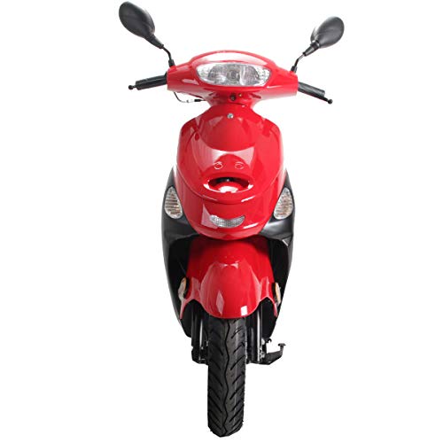 50 Gas Moped with 10" Aluminum Wheels, Rear Trunk, Electric/Kick Start, Black P288812
