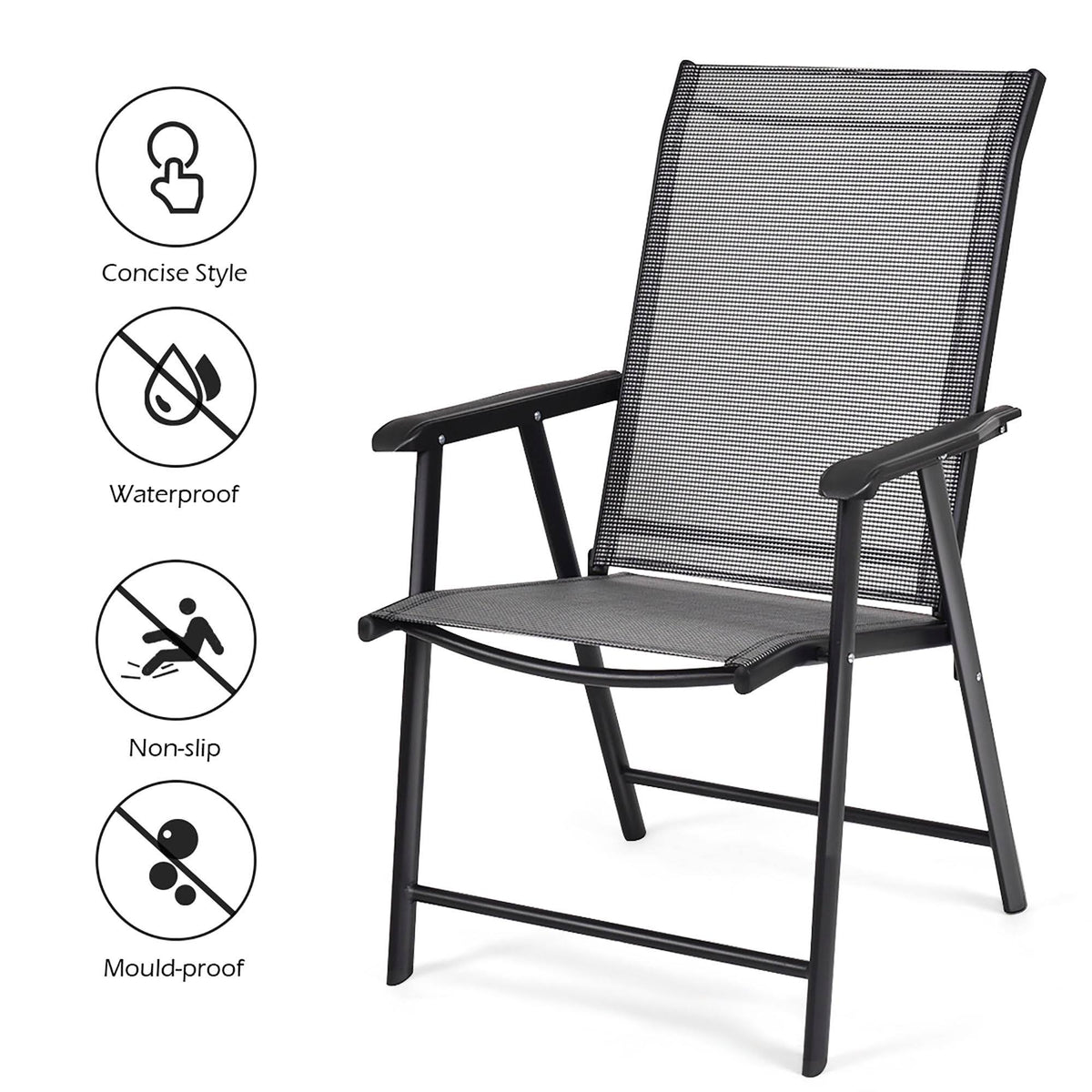 Grey Set of 4 Patio Folding Chairs U1472