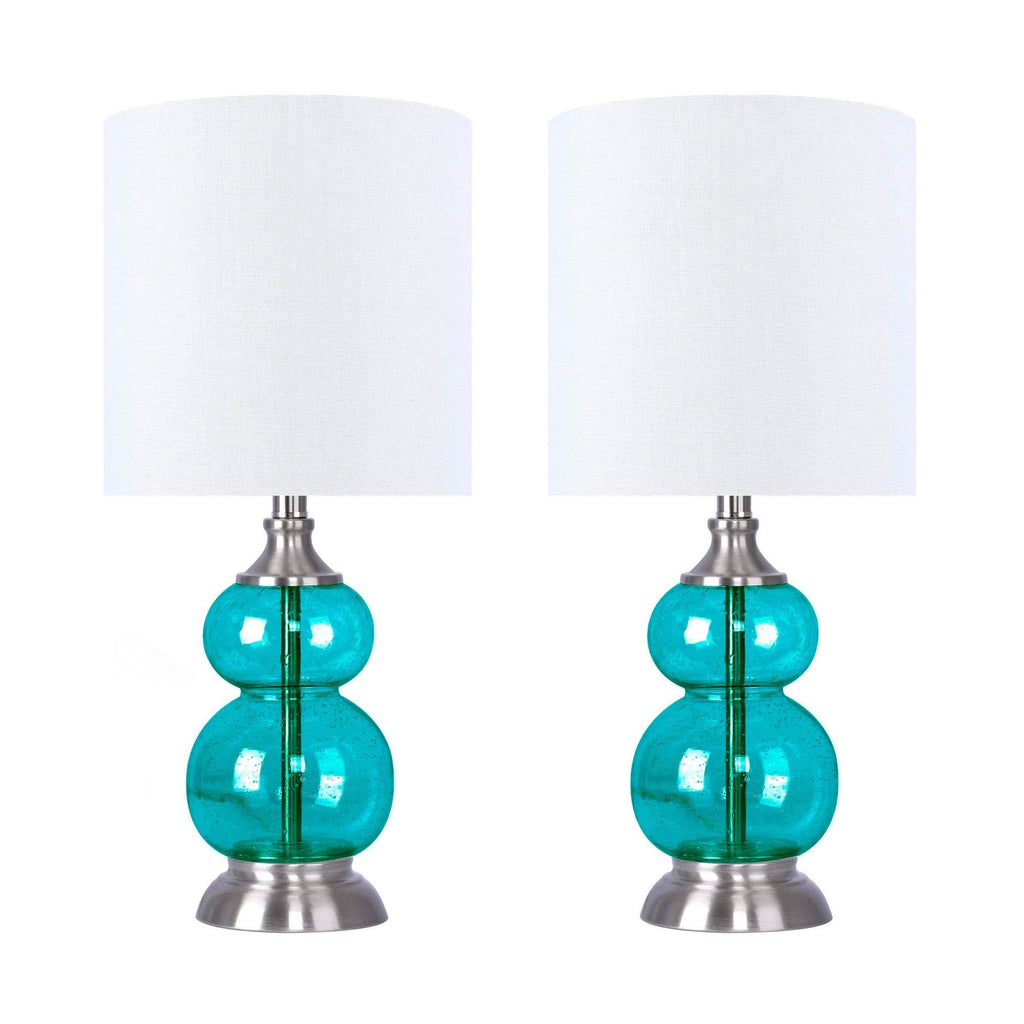 Clear Seeded Glass Accent Lamp Set of 2 G74613
