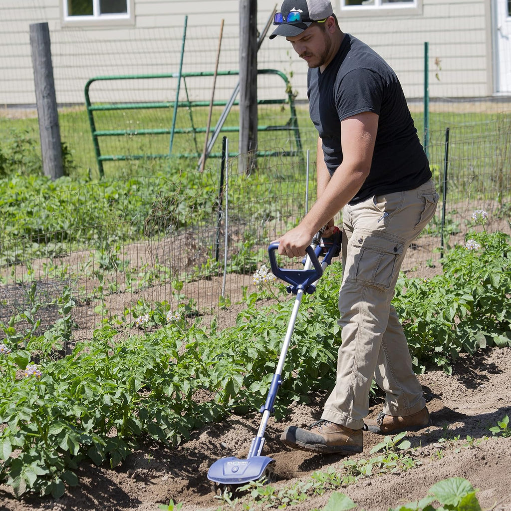 Drill-Powered Cultivator, Adjustable Tilling Width Up To 8”, Tilling Depth Up To 5.5”, Compatible With Most Cordless Drills K570