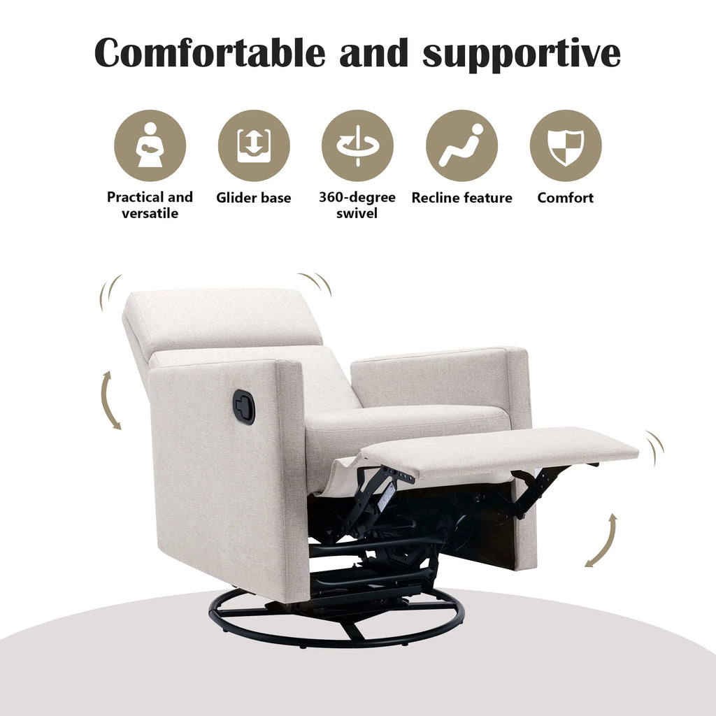 Tan Upholstered Swivel Recliner Chair N519