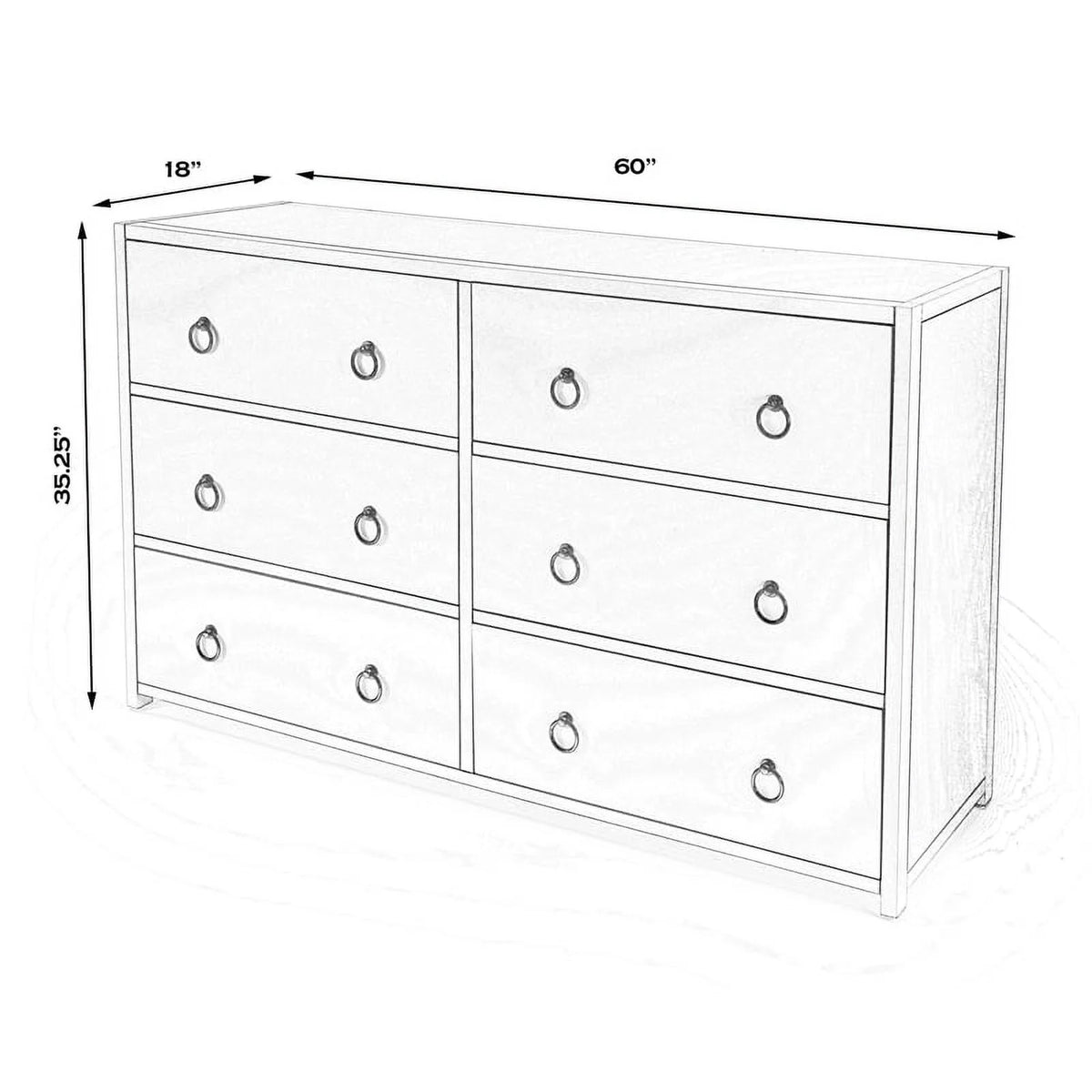 6-Drawer Engineered Wood Double Dresser H4836