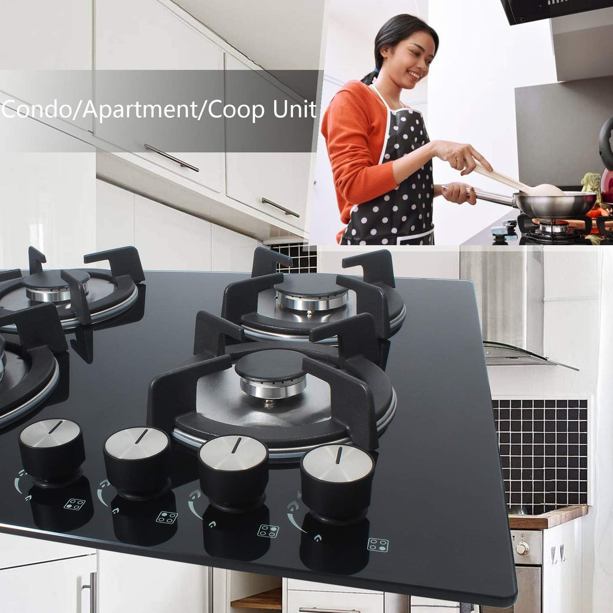 4 Burners Gas Cooktop Tempered Glass Built in Gas Stove T79460