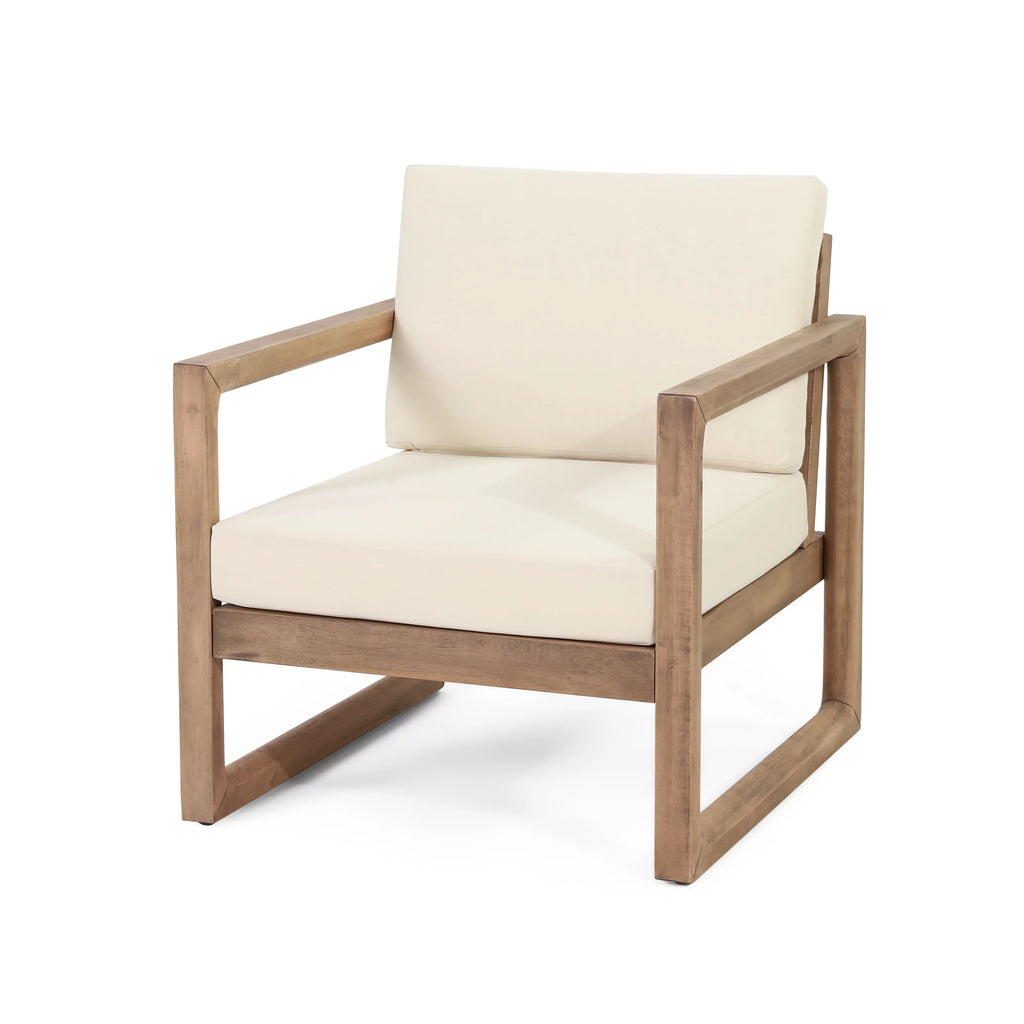 Acacia Wood Outdoor Club Chair with Cushions C8066