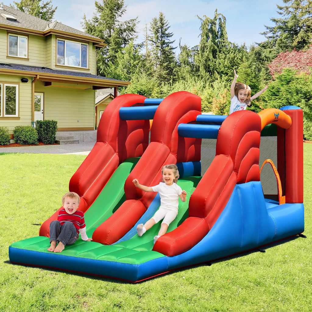 Inflatable Bounce House 3-in-1 Dual Slides Jumping Castle with Blower C265