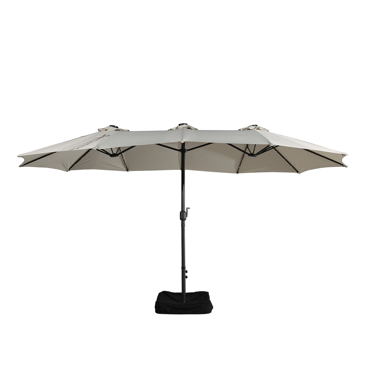 15ft Outdoor Solar Umbrella with 36 LED Patio Double-Sided Umbrella with Crank, Air-Vented Canopy, Base Included (Beige) E775649