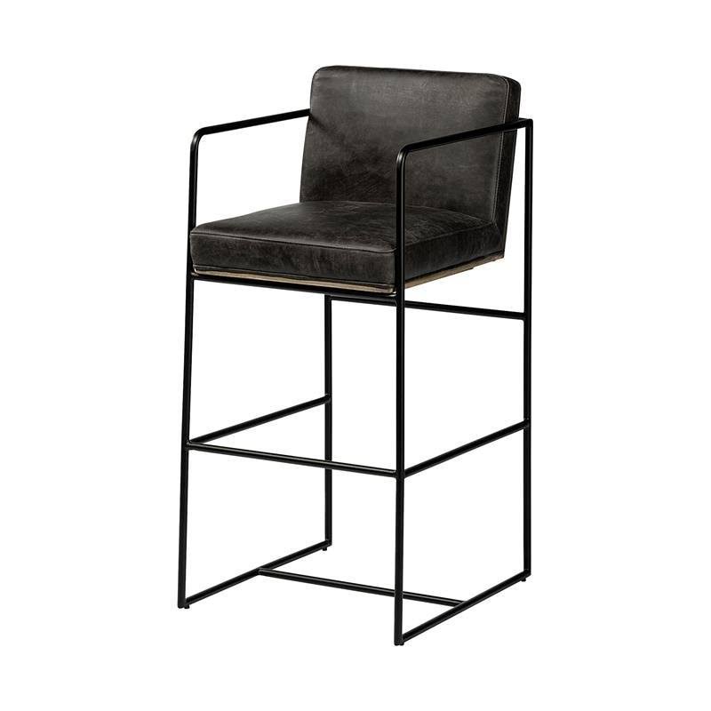 Black Leather Bar Stool V8532