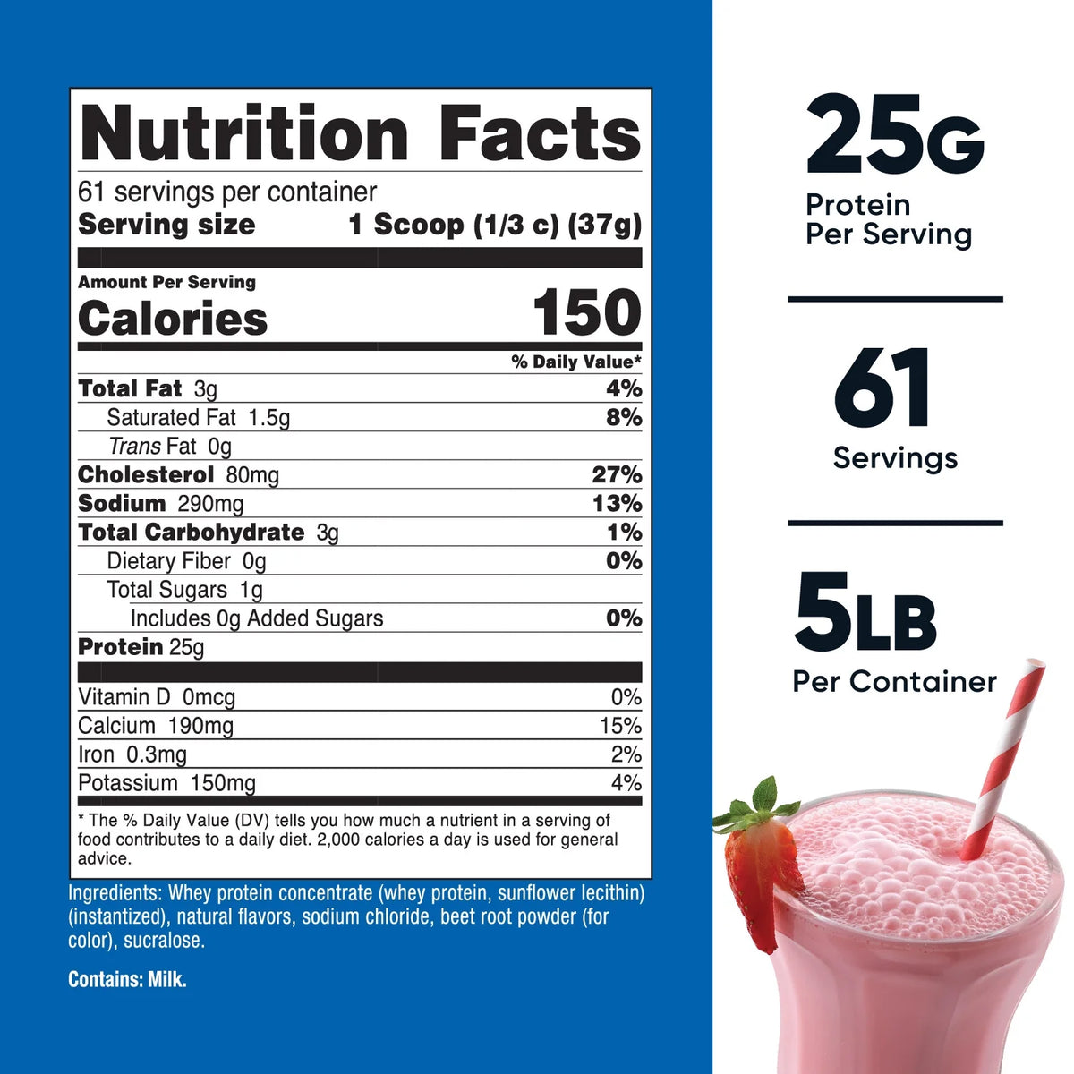 Whey Protein Concentrate Strawberry Milkshake 5LBS W578210
