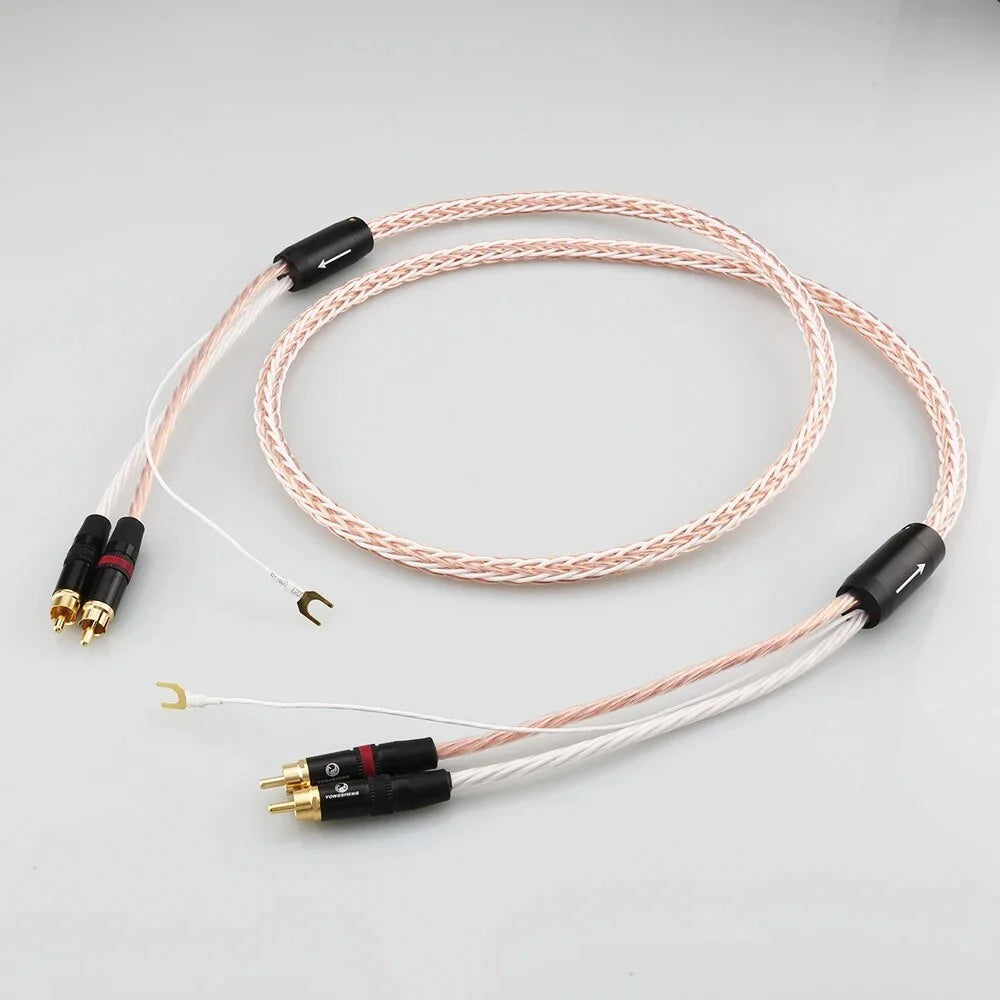 2RCA to 2RCA Grounding Y Plug Audio Phono Tonearm Cable 1m N859
