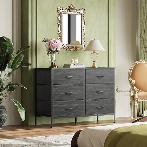 Wide 6 Drawer Fabric Storage Dresser I93695