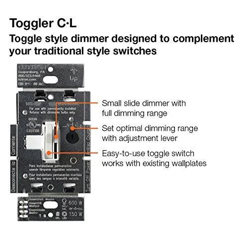 Dimmer Switch for Dimmable LED, Halogen and Incandescent Bulbs, Single-Pole or 3-Way (2-Pack) J424745