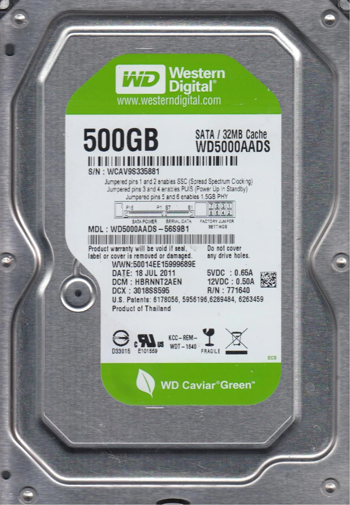 500GB SATA 3.5 Hard Drive F30651