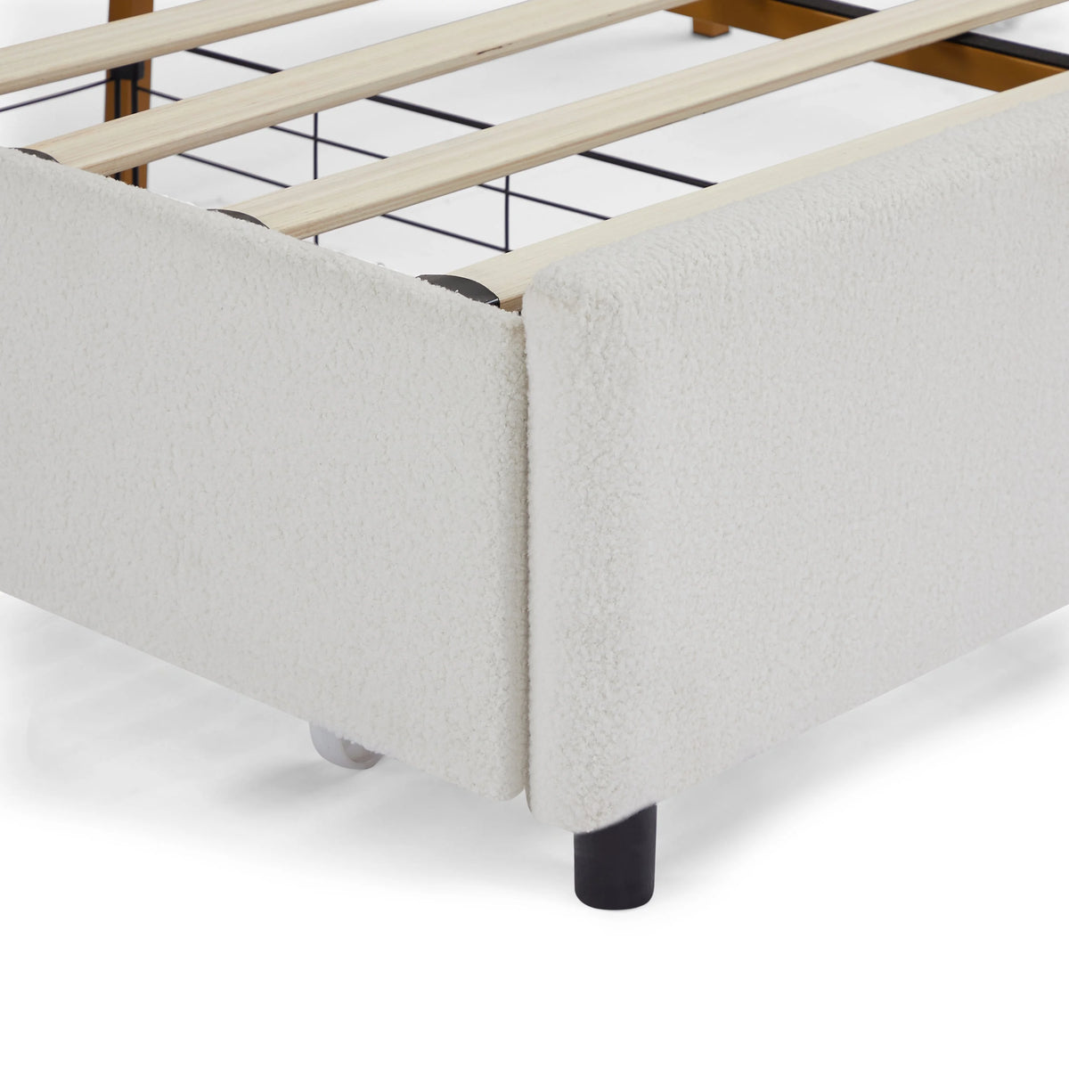 King Size Bed Frame with Drawer - White E3749