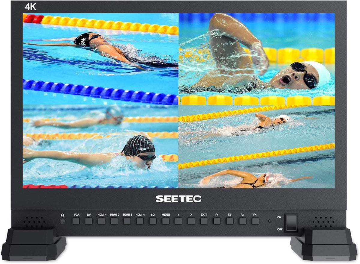 15.6 Inch Broadcast LCD Monitor with IPS UHD 3840x2160 SDI Input and Output 4xHDMI Inputs Quad Split Display T1874