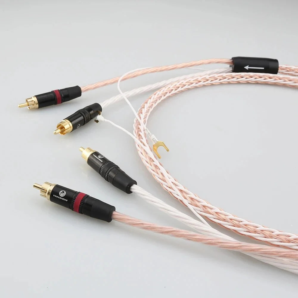 2RCA to 2RCA Grounding Y Plug Audio Phono Tonearm Cable 1m N859