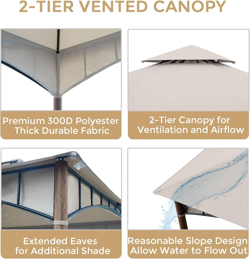 10x10 Waterproof Steel Gazebo (Beige) T171